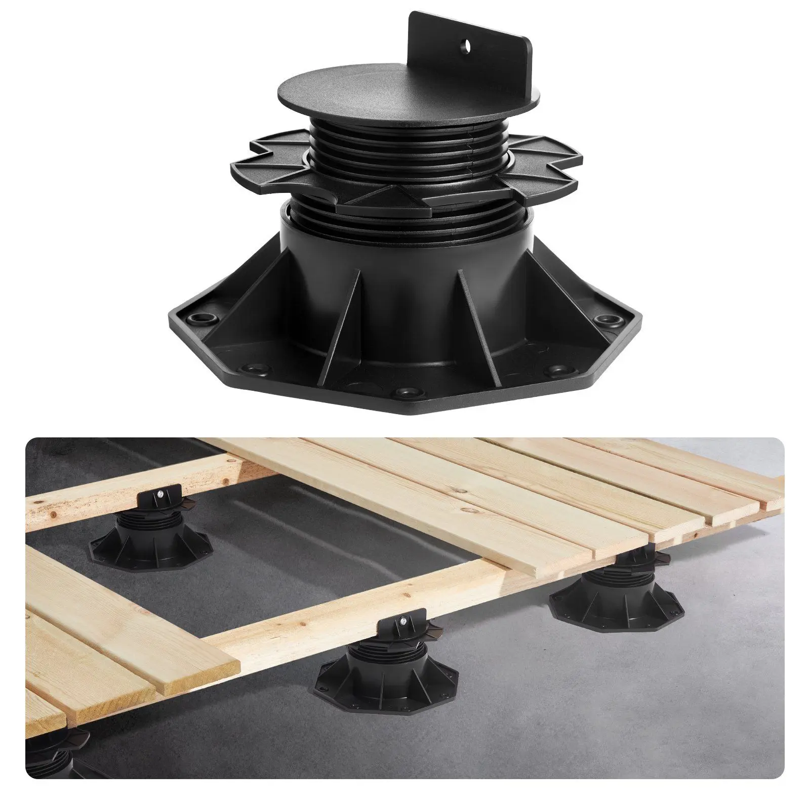 VEVOR 12 Pcs Adjustable Deck Support Pedestal Deck Foundation Base Rising 2.36-5.31 in