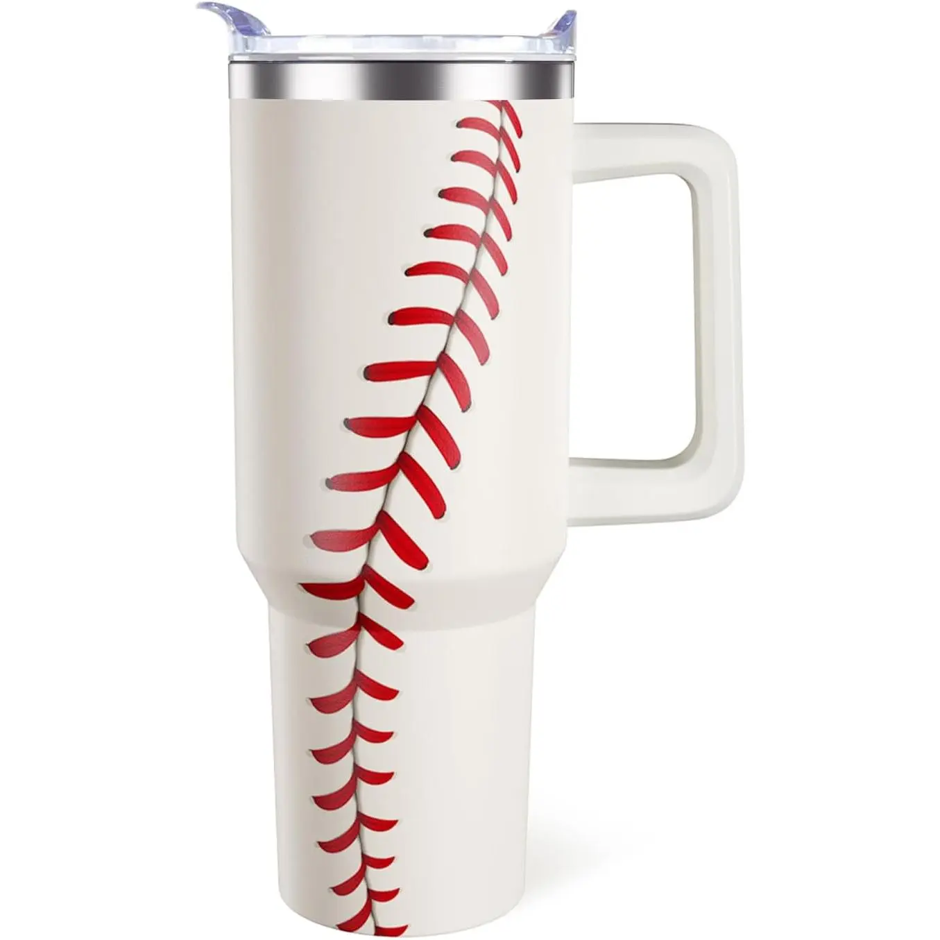 40oz Stainless Steel Baseball Tumbler - Sturdy Vacuum Insulation Flask with Lid, Portable Reusable Water Bottle, Ideal Kitchenware Drinkware for Sports Lovers Gifting, Flasks