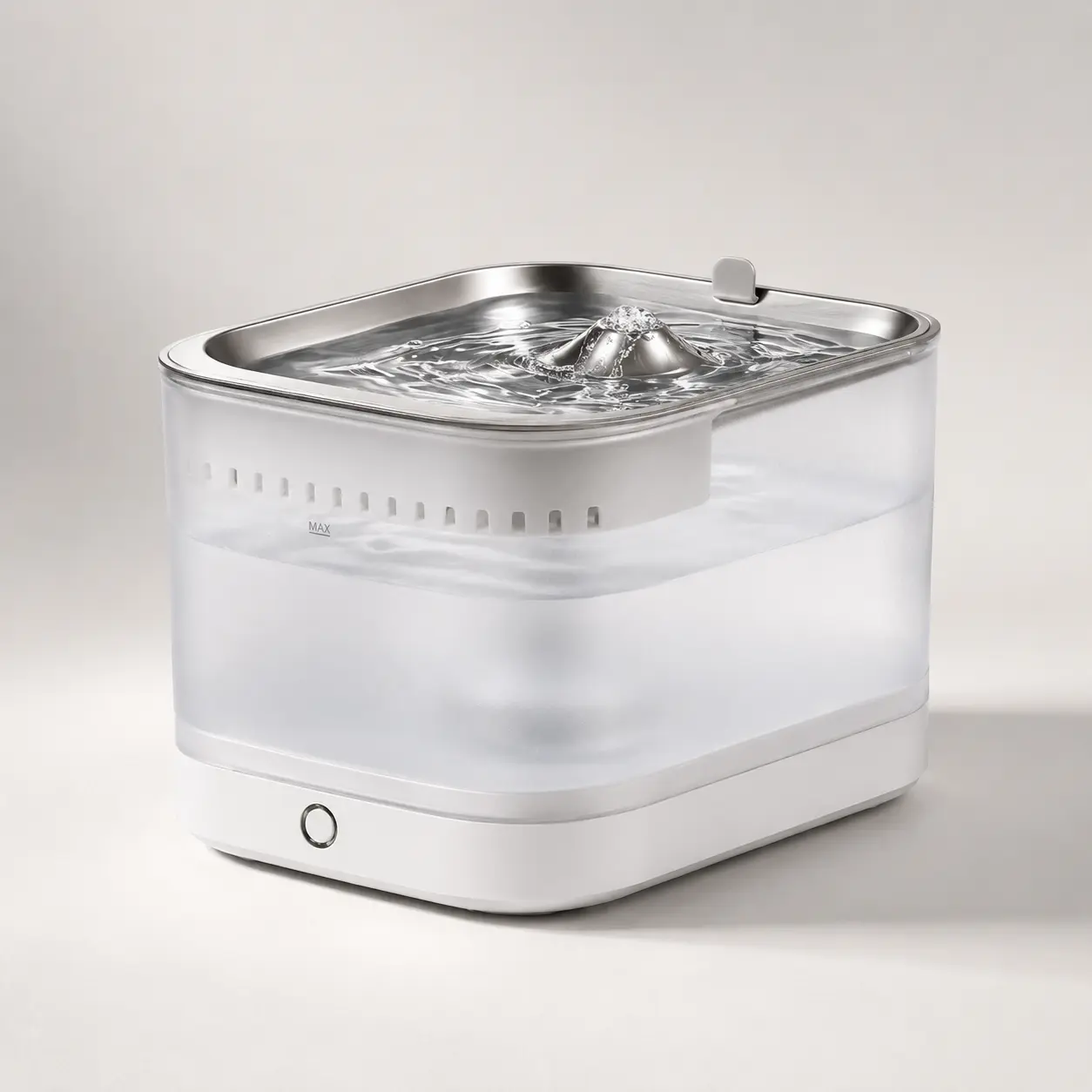 PurePod Cat Water Fountain for Indoor Cats, Stainless Steel Tray, Easy-Clean Pumpless Design
