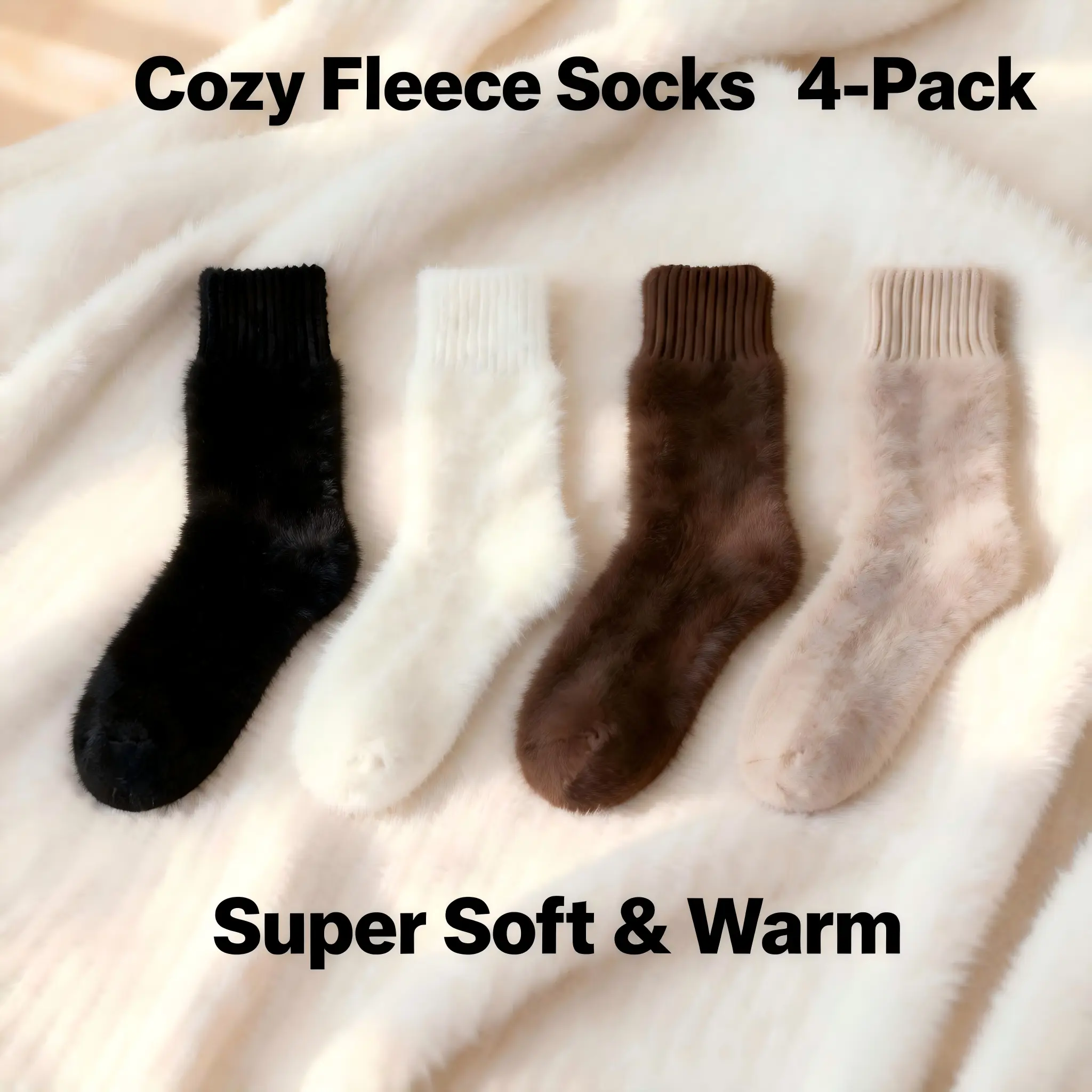 4 pairs of women's solid-color mid-calf socks - simple and versatile, soft and comfortable, breathable, suitable for everyday wear in autumn and winter. The sock opening is not tight and can be worn with boots.