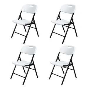 4Pcs Folding Chairs, 2-Tier Molded Heavy Duty Outdoor Plastics Folding Chairs, Easy to Fold & Store Suitable for Indoor & Outdoor, Wedding, Party, Restaurant, Meeting, Patio and Garden, White