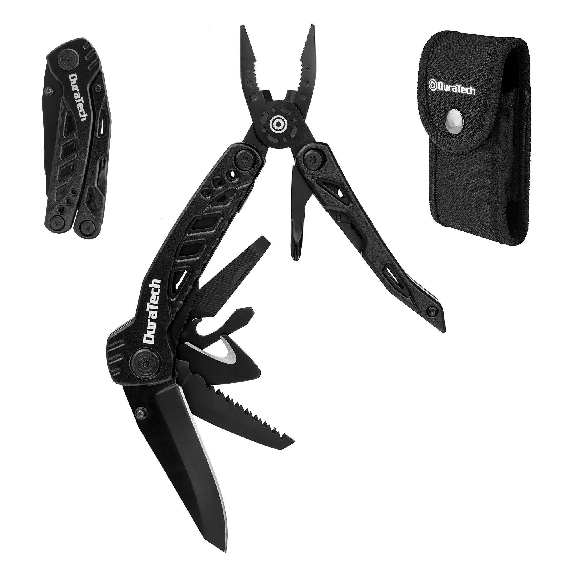 #summersale DURATECH 11-in-1 Multitool Knife, Gift for Men, Stainless Steel Multi Tool Pocket Knife with Large Blade, Pliers, Screwdrivers, Saw, EDC Multitool with Oxford Sheath for Outdoor, Camping, Survival