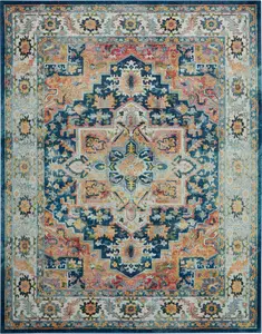 Nourison Home Ankara Global ANR11 Blue Multicolor Traditional Power-loomed Rug