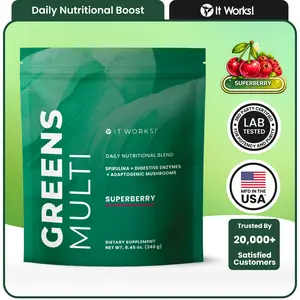 IT WORKS! Greens Multi Nutritional Blend Powder - 30 Servings - Superfoods, Prebiotics, Probiotics & Vitamins - Digestion, Gut Health & Bloating Relief - Spirulina, Moringa Immune Support, Digestive Enzymes & Adaptogenic Mushrooms - Superberry Flavor