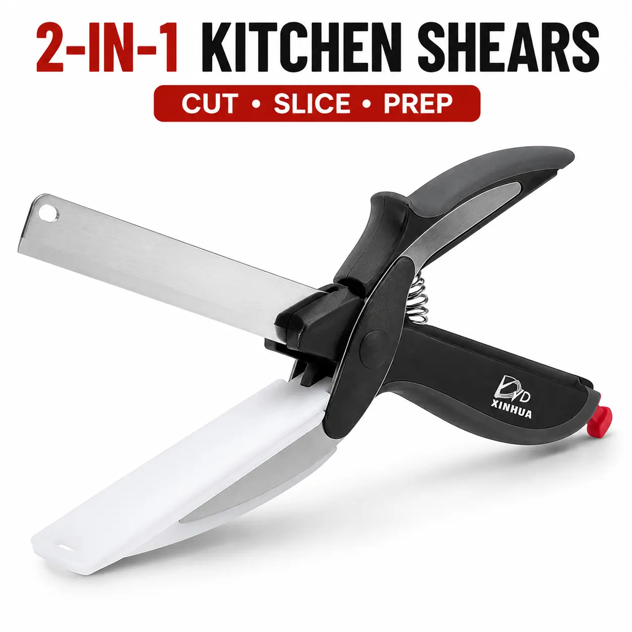 2-in-1 Heavy Duty Kitchen Shears with Protective Blade Cover, Multi-Purpose Hand Tools for Meat, Vegetables, Easy Cleaning & Meal Prep