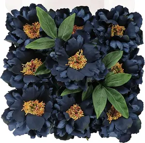 TINGE TIME Artificial Flowers 9pcs Silk Peony Fake Flower for DIY Wedding Craft Bridal Bouquets Centerpieces Arrangements Party Baby Shower Home Decorations (Navy Blue) Decorative Fruit