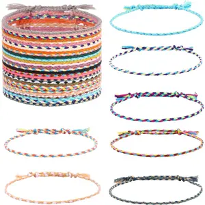 30Pcs Handmade Woven Friendship Loombands - Adjustable Colorful String Mix Bracelets, Stackable, Trendy Bangles for Daily Wear & Special Occasions