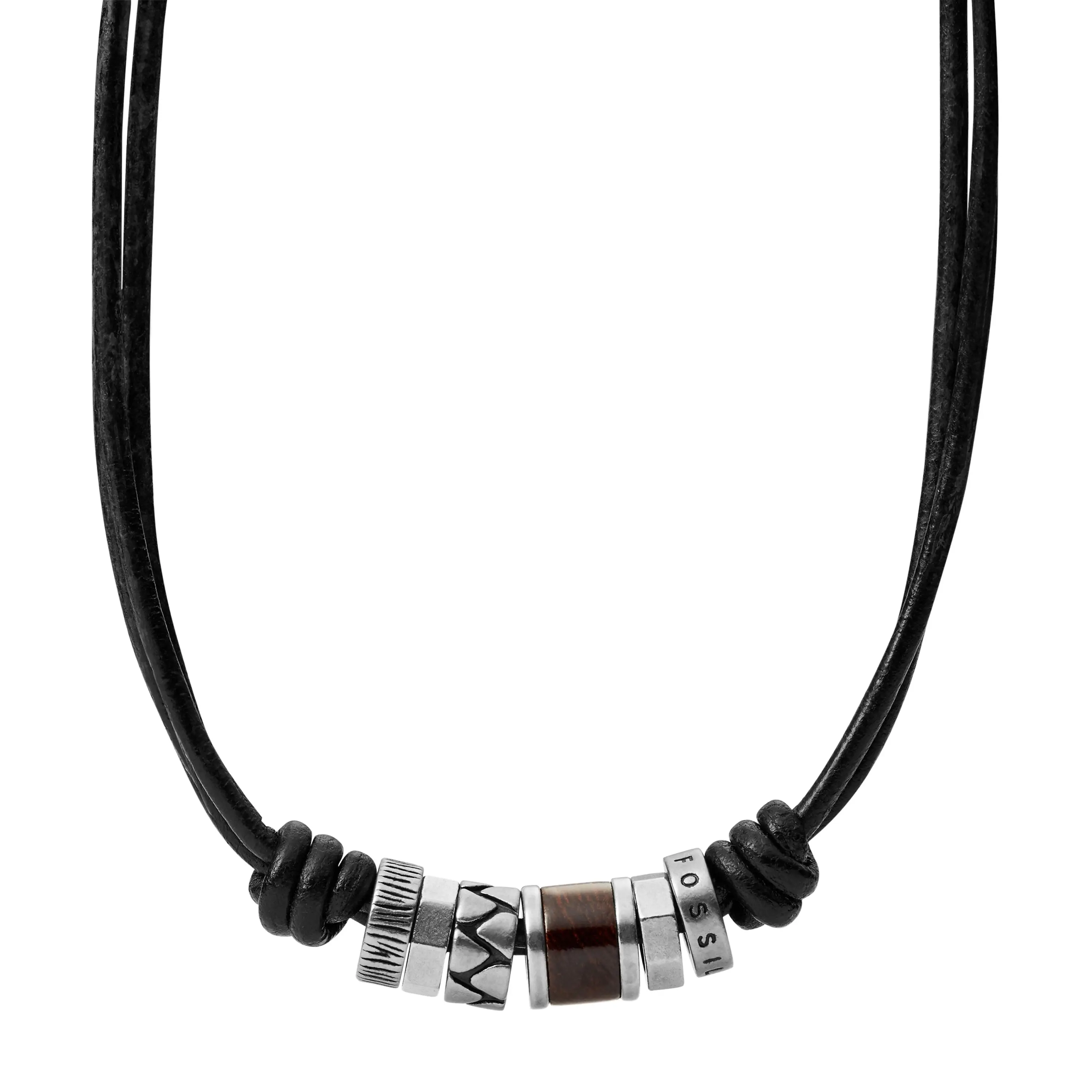 Fossil Men's Black Rondell Necklace Fossil Men's Black Rondell Necklace