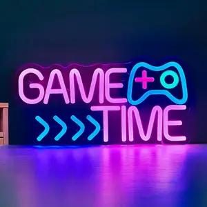Game Time Neon Sign, USB Powered Creative Letter Design Neon Light, Decorative Neon Sign For Home Party Room Decor, Rgbic Neon Lights, Led Signs, Home Decor Lighting