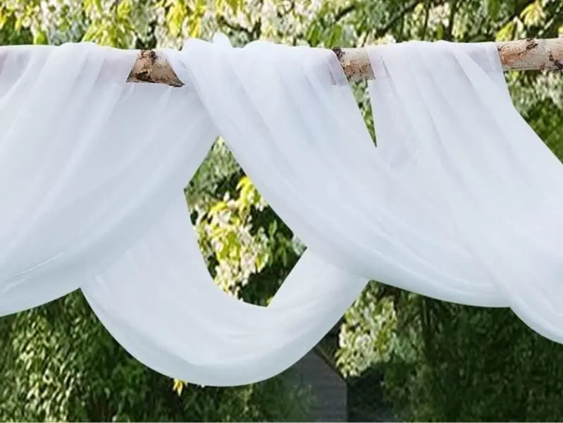 WARM HOME DESIGNS White Fabric by The Yard. Our 55" Wide Sheer Bulk Fabric is Great for Bed Canopy Curtains, Wedding Arch Decorations, Window Scarves or Curtain Backdrop.