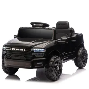 12V RAM 3500 Ride-on Toy for Kids with 2WD Rear Shock Suspension LED Bluetooth 3 Point Safety Belt Electric Car for Toddlers Aged 1-3 Black