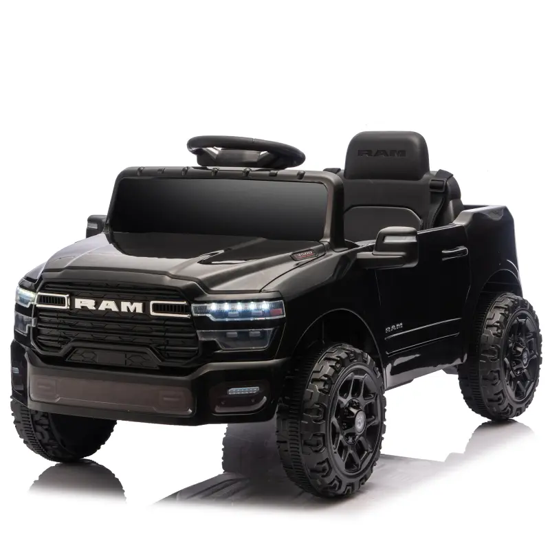 12V 2WD Rechargeable Kids' Ride-On Car - 1-3 Ages, Black Polypropylene Plastic, Parent RC, Dual 25W Motors, Rear Shock Absorber Suspension, LED Headlights for Night Visibility, Bluetooth, 3-Point Safety Belt, Licensed Look, For Grass & Pavement, Rechargea