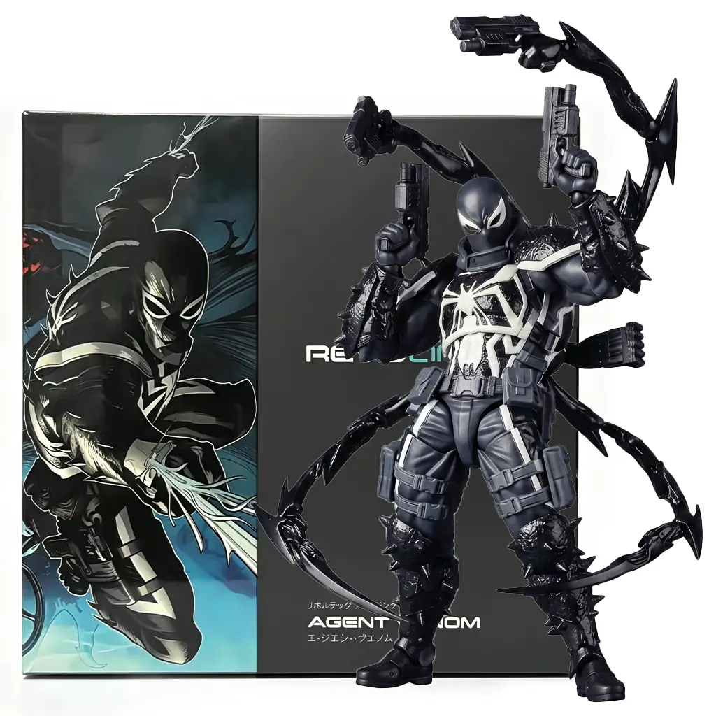 Marvel Flash Thompson Agent Venom & Anti-Venom 1:12 Collectible Figures, Highly Poseable Symbiote Styles with Weapons, Tendrils & Extra Hands