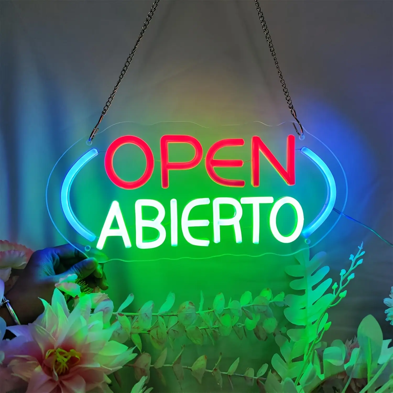 Abierto Neon Open Sign - LED Business Hours Light with Neon Glow, Led Lighted, Illuminated sign light, LED-Powered Wall Decor for Store, Restaurant, Bar - Easy Mounting, No Batteries Needed, Modern Open/Close Indicator for Shopfront Decoration