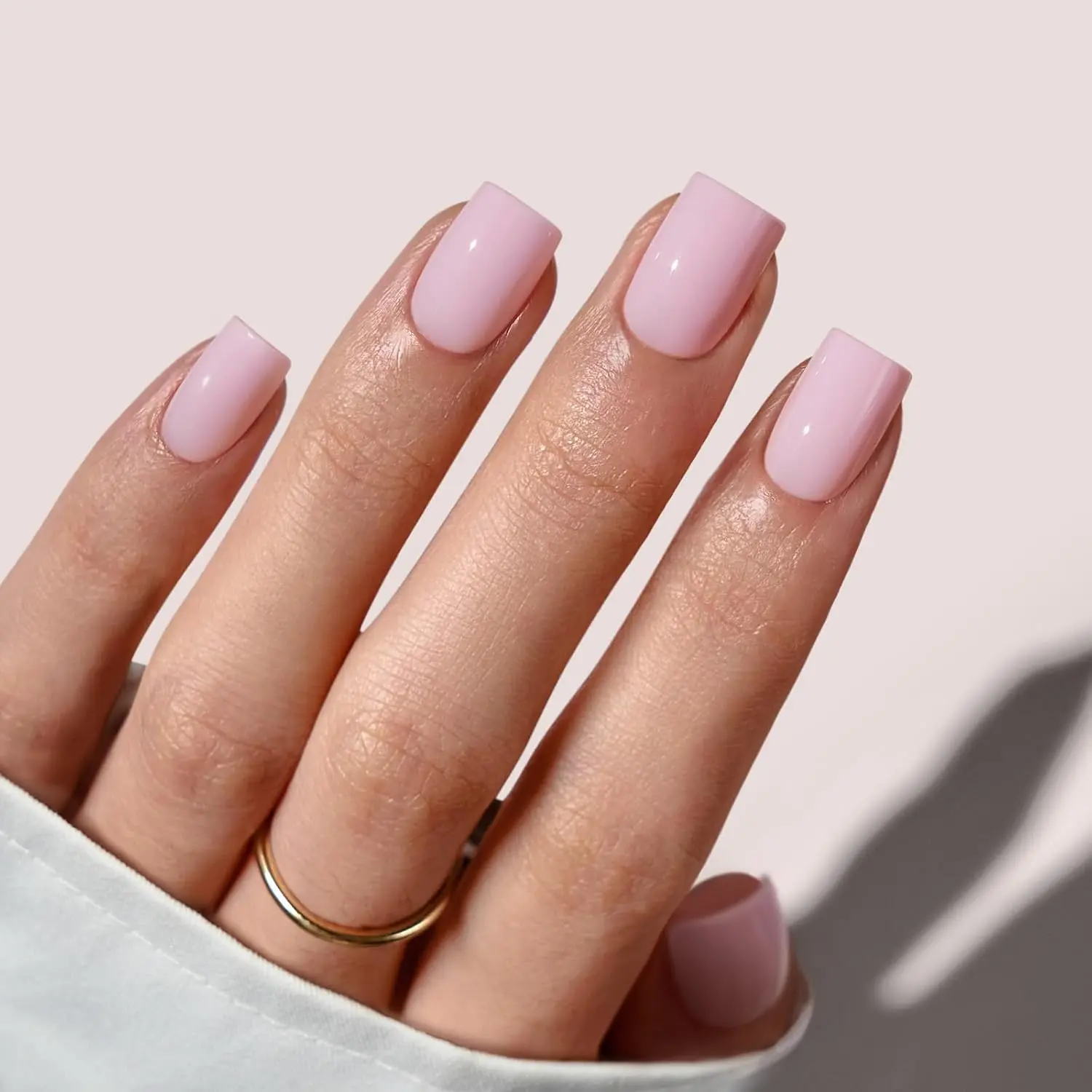 BTArtbox Press on Nails Kit, Short Square Baby Pink Yoga Style, 32Ct - 16 Sizes, 10-Minute Daily Application, 2+ Weeks Wear, Salon-Quality Natural Finish, Fast Removal, All-in-1 Beauty Nail Care Kit