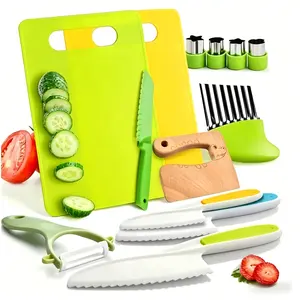 32PCS/13PCS Toddler Play Kitchen Toys for Kids -Safe Kids Kitchen Set for Real Cooking Cutting Board Crinkle Cutters #SummerVibes Wooden,  knives kitchen set