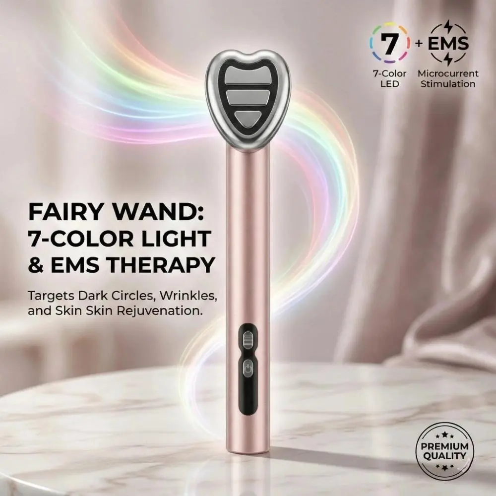 7-in-1 LED Facial Wand, a Skin Smoothing Tool with EMS Microcurrent for Skin Tightening, 360° Rotating Head, Rechargeable Beauty Device, Facial Care Tools, Beauty Devices, Sensitive, Durable, Aluminium, Tightens Skin