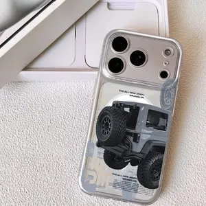 Classic Car J-Jeep Pattern Phone Case Magnetic Clear Case for iPhone 17 16 15 14 13 12 11 Pro Max Plus | Reliable MagSafe Suction | Protective Anti-Yellowing Slim Cover | Raised Edge Protection for Camera & Screen Accessories