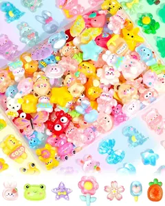 100PCS Kawaii Slime Charms Bulk - Cute Resin Flatback Charms for Crafts, Mini Decoden Cabochons Embellishments for DIY Phone Case, Scrapbooking, Jewelry Making, Easter Gift Set, Multi-Color