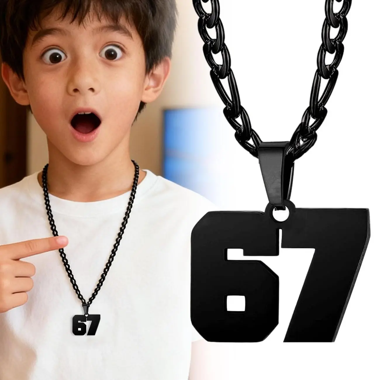 Men's Stainless Steel Sport Pendant Necklace with Chunky Long Chain & Link, Soccer-Basketball-Baseball Team Number Design, Bold Look for Male Casual Daily Wear & Sports Events