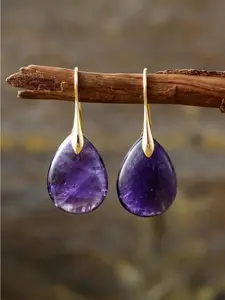 Simple and high-quality natural stone crystal amethyst pendant earrings jewelry
