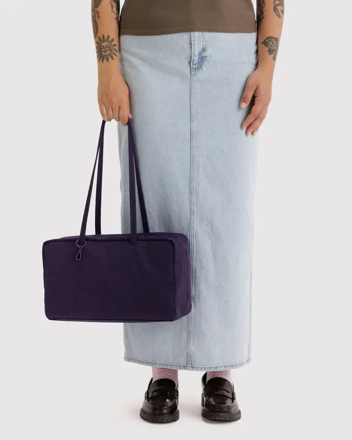 Medium Nylon Bowler Bag in Fig