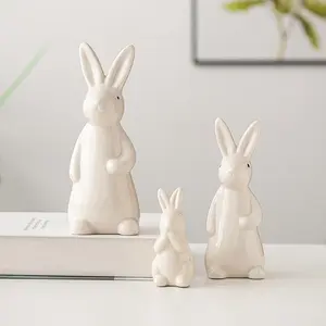 1/3 PCS rabbit-shaped home decor, adorned with white gold ears, cute ceramic home decor for new homes, entryways, parties, and festivals, perfect for Easter, Thanksgiving, and Christmas, Figurines, Decorative Sculptures