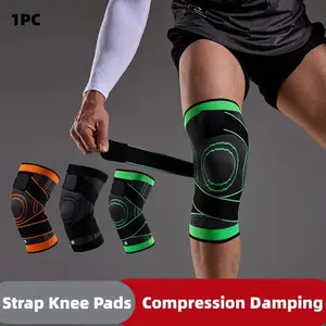 1Pc Breathable Compression Knee Brace For Sports, Gym, Hiking, And Joint Support, High Elastic, Compression Damping Knee Pad Protector, Sports Knee Pads For Fitness, Weightlifting, And Mountaineering For Outdoor,Sport, Grey/Green/Orange, Spring/ Summer