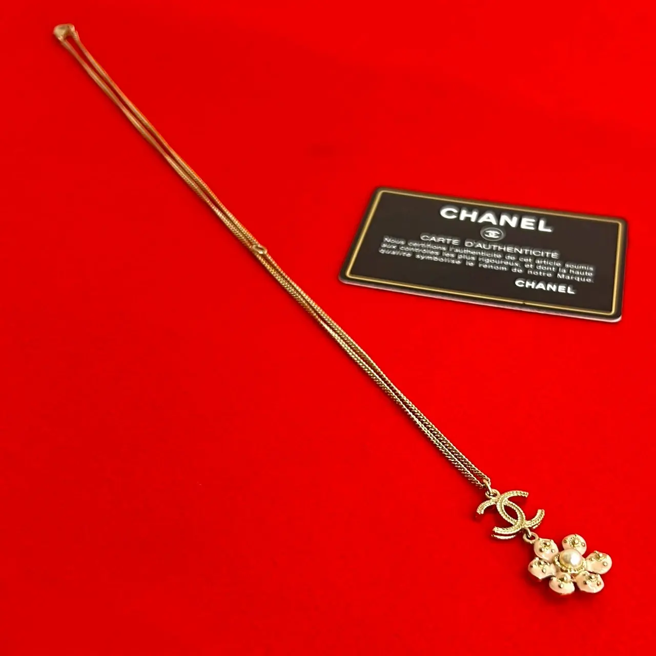 Pre-owned CHANEL Stainless Small Leather Goods Coco Mark Flower Motif Necklace