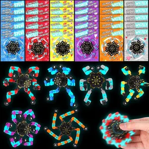 24/36 Pcs Valentine's Fidget Spinners with Greeting Cards ,Luminous Glow in Dark Classic and Robot DesignsDeformable Party Favors for Classroom Exchange,  Stress Relief Gift Set