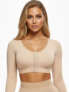 Women's Slimming Fit Shapewear Top with Abdominal Control, Long Sleeve Sporty Design, Flat Belly Sculpting Waist Cincher, Womenswear