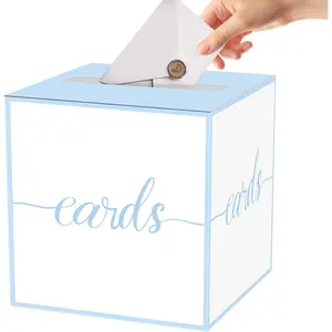 Blue Trim Card Box Ballot Box Envelope Boxes for Party Baby Shower Gender Reveal Wedding Bridal Shower Birthday