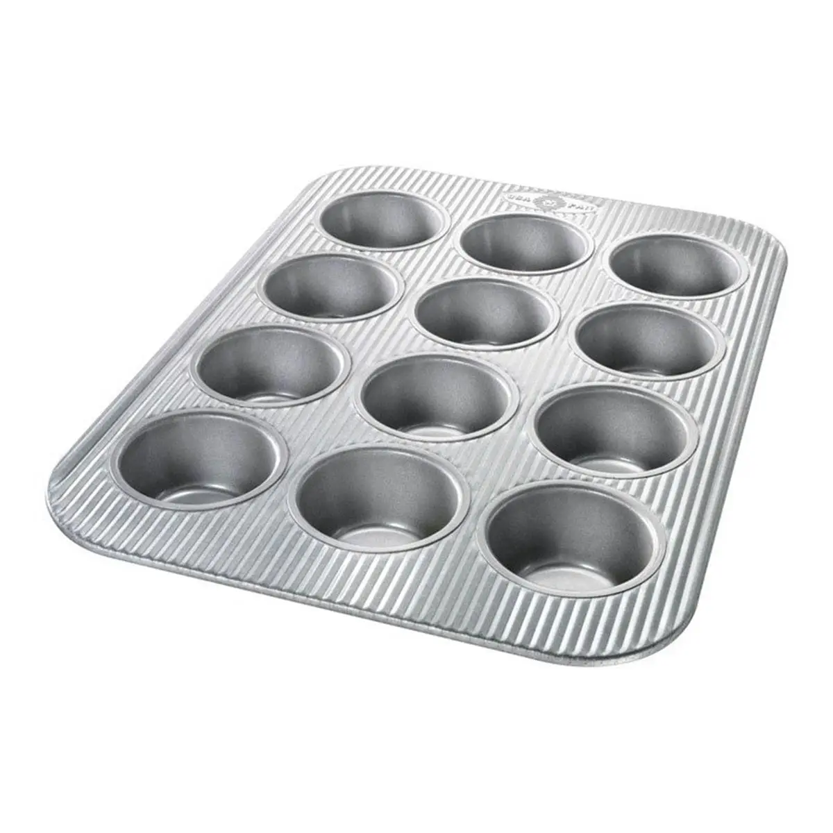 212 MAIN Steel Metallic 12-Cup Muffin Tin - USA Pan Model 6406920, 1.37x15.75x11.12 in Kitchen Bakeware Baking Mold