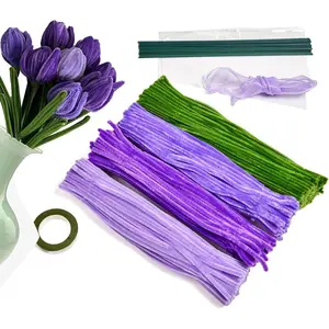 400 count Pipe Cleaner Craft Purple  Chenille Stems for Flower Pipe Cleaners Kit Art Craft Supplies Projects Supplies for Creative DIY Wedding Party Birthday Gifts