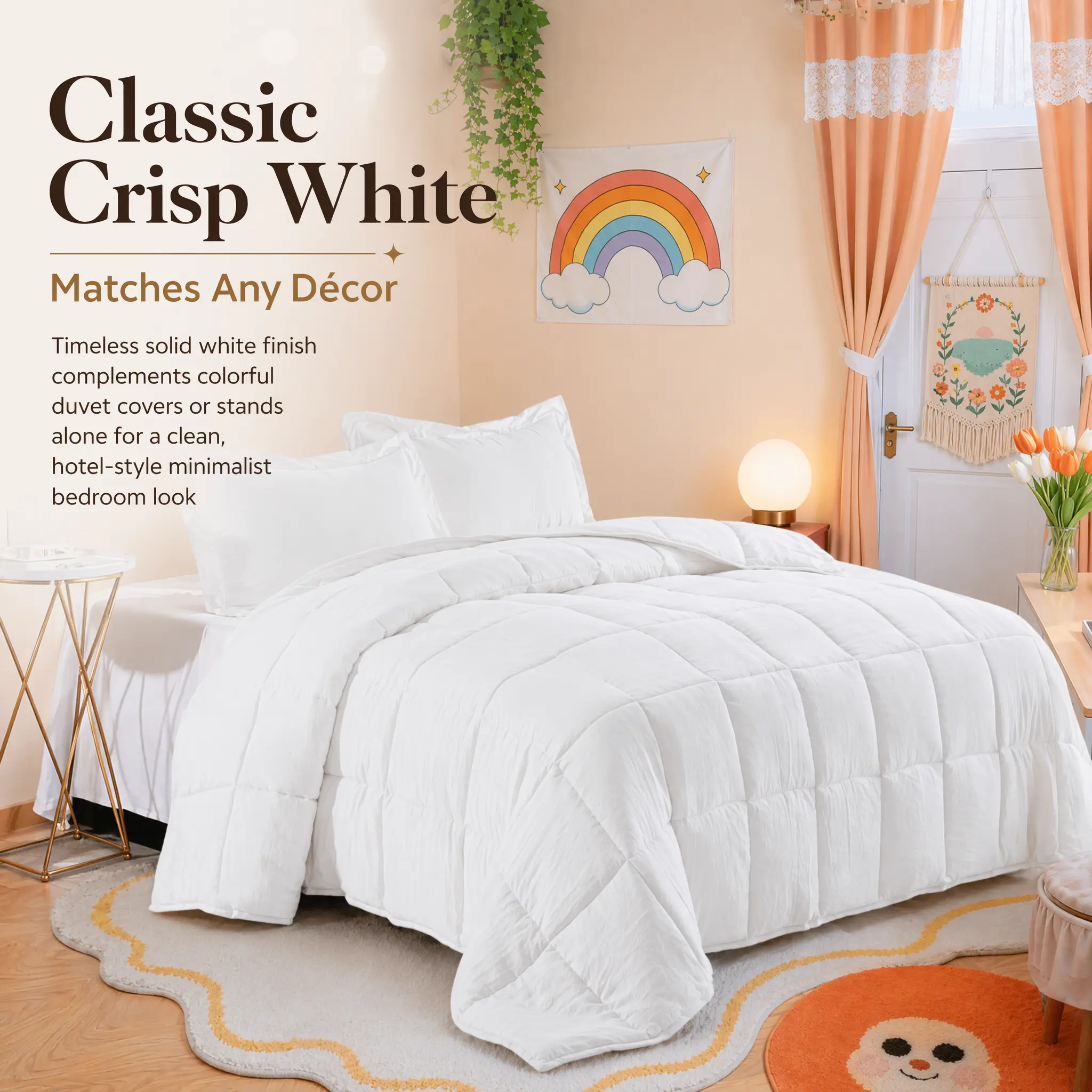Cosybay Comforter Duvet Insert White- Quilted Comforters Set Twin Size(1 Comforter + 1 Pillowcase), All Season Duvet, Down Alternative Bedding, with 8 Tabs, Gifts for Women & Men & Kids & Bedroom, Twin 88 x 68 Inches,Father's Day Gifts
