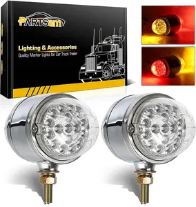 Partsam Amber/Red 17 LED Dual Revolution Watermelon Lights 2pcs