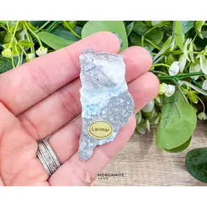 Raw Larimar with One Polished Side No. 11 | Rare Dominican Stone of Atlantis Crystal for Peace, Expression & Emotional Healing