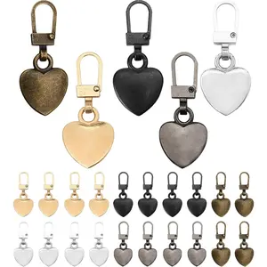 20pcs Multicolor Zipper Pull Replacement Heart Shaped Metal Tabs Upgraded Premium Decorative Cute for Suitcase, Purse Handles, Luggage, Backpacks, Coats, Jackets, Handbags, and Pants, Repair Fasteners