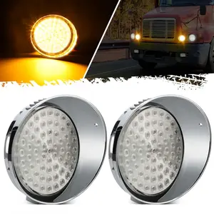 Partsam 1 Pair Daytime Running Lights Replacement for Freightliner Century 1996-2005, Amber 61 LED/Clear Lens