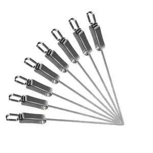 Stainless Steel Barbecue Skewer with Slider, 10pcs/set Meat, Shrimp, Chicken, Vegetable Barbecue Skewer, Barbecue Grill Utensils for Outdoor Camping