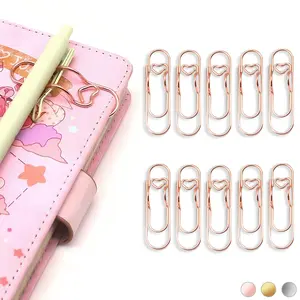 10Pcs Heart Pen Clip,PUKEGM Metal Pencil Clips Multifunctional Rose Gold Silver Carbon Steel Paperclip Portable Large Size Holder for Notebook Book Journal Office School Accessories