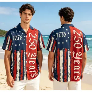 250 Years USA Hawaiian Shirt 250th Anniversary Patriotic American Flag Button Up Aloha Shirt