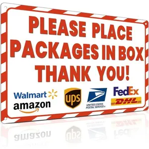 8x12 Inch Rust-Free Aluminum Package Delivery Sign for Outdoor Use - Please Place Packages in Box Thank You - Delivery Signs for Packages, Delivery Box, Wall Metal Plaque