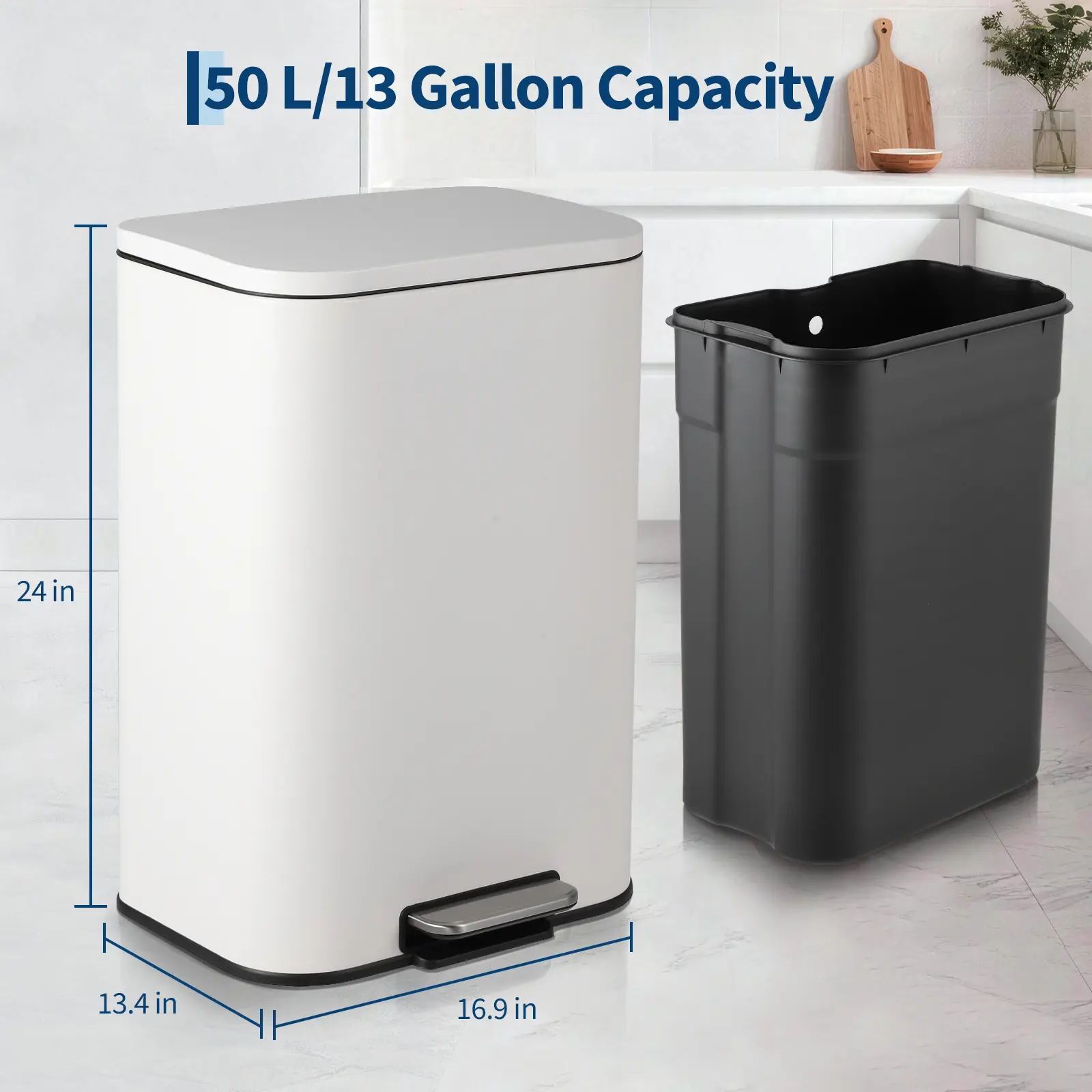 13Gallon - 42.8*34*61cm - White