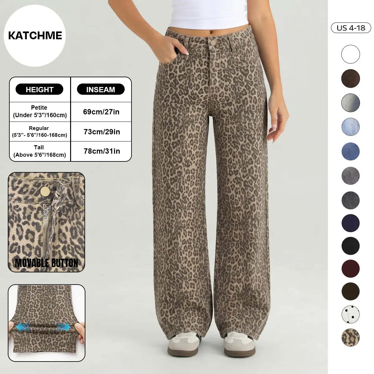 Katch Me Chic Women's Versatile High Waist Durable Denim Wide Leg Jeans, Multi-Pocket Stretchy Soft Pants, Wrinkle-Resistant Relaxed Fit Denim Trousers, Casual Chic Streetwear #TikTokMadeMeBuyIt #DenimJeans #WideLegPants