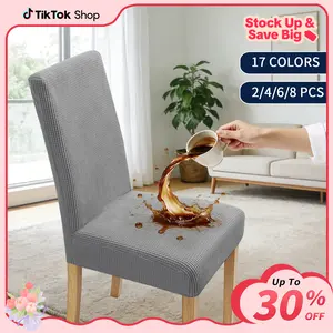 【mothersdaygift】Easy-Going Waterproof Dining Chair Cover Set of 2/4/6/8, Leakproof Stretch Jacquard Parson Chair Slipcover, Removable Washable Chair Protector for Home, Restaurant, Banquet, Kitchen Hacks