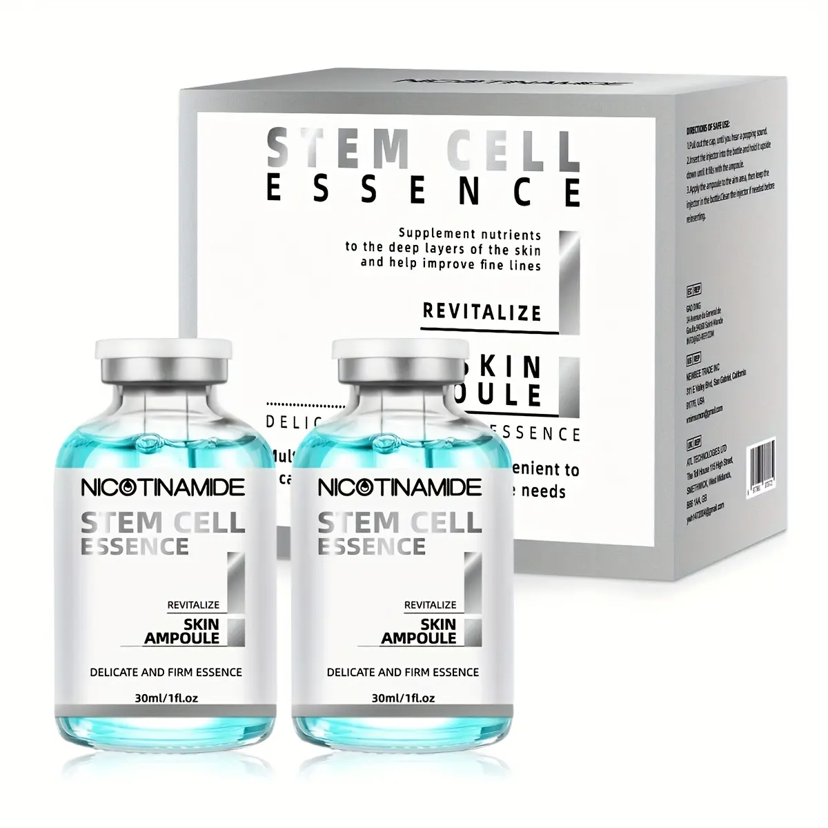Facial Stem Cell Serum, Micro Needle Essence, Tightening Facial Serum, Ampoule Facial Serum, Anti Aging Serum, Youthful Skin, Use with Microneedle or Alone, Booster Serum