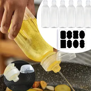 16oz Ketchup Mustard Bottles, 6 Pieces Condiment Squeeze Bottles, BPA-free Leak-proof Squirt Bottles for Sauces, Oil, Salad Dressings, Honey, With 8 Chalk Labels and 1 Pen