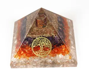 Orgone Pyramids Spiritual Crystal Protection EMF Protection Spiritual Decor Office Decor Psychic Gifts Anxiety Relief Items (06: Amethyst & Carnelian)
