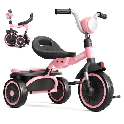 KORIMEFA Toddler Tricycle, Foldable Toddler Bike with Pedals, Tricycle for 2-5 Year Olds, Adjustable Comfortable Seat, Birthday Gifts for 1-5 Years Old Boys and Girls DealsForYouDays Kid Tricycle Lightweight Scooter
